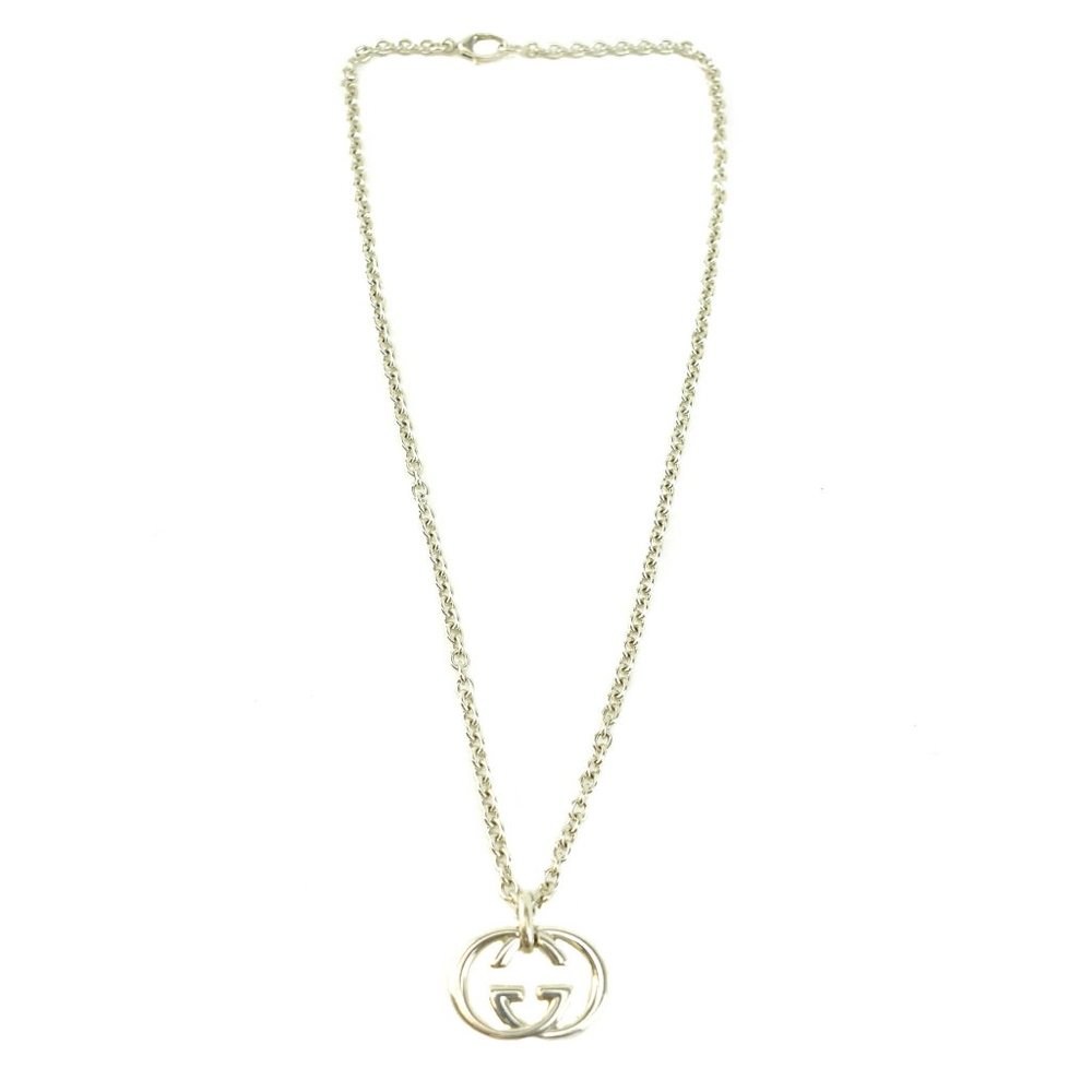 GUCCI Sterling Silver "GG" Medallion Necklace #1393 - Picture 3 of 7